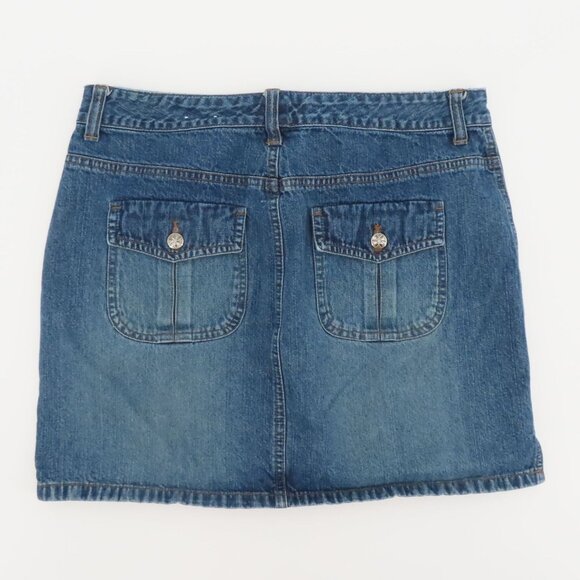 SO Juniors 7 Blue Denim Jean Skirt Button Pockets All Cotton Y2K 2000s Style - Picture 4 of 9